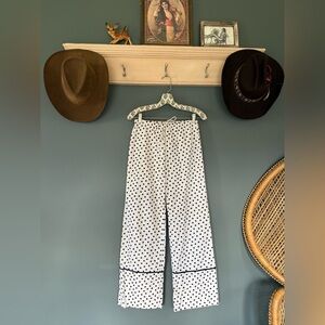 Zara Wide-Leg Polka Dot drawstring trouser pants cotton sz xs